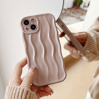 Auramma Collections Avant Basic Linear Wavy Glossy Finish Pastel Lavender Purple Blue Dusty Pink Light Grey Soft TPU Case iPhone 16 15 14 13 12 11 Pro Max Plus