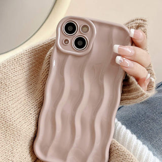Auramma Collections Avant Basic Linear Wavy Glossy Finish Pastel Lavender Purple Blue Dusty Pink Light Grey Soft TPU Case iPhone 16 15 14 13 12 11 Pro Max Plus
