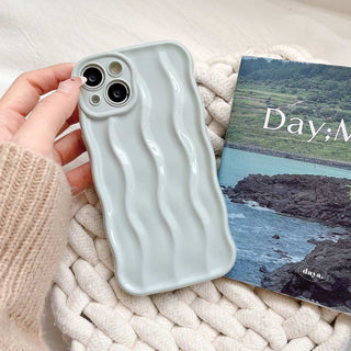 Auramma Collections Avant Basic Linear Wavy Glossy Finish Pastel Lavender Purple Blue Dusty Pink Light Grey Soft TPU Case iPhone 16 15 14 13 12 11 Pro Max Plus