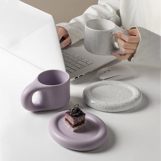 Auramma Collections Avant Basic Plain Matte Color Round Chubby Mug Plate Set