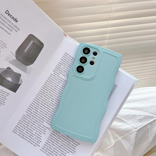 Auramma Collections Minimalist Aesthetic Avant Basic Matte Wavy Plain Green White Fuchsia Yellow Pink Blue Black Soft TPU Case Samsung Galaxy S25 S24 S23 S22 S21 Ultra Plus