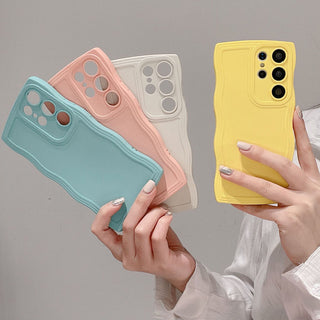 Auramma Collections Minimalist Aesthetic Avant Basic Matte Wavy Plain Green White Fuchsia Yellow Pink Blue Black Soft TPU Case Samsung Galaxy S25 S24 S23 S22 S21 Ultra Plus