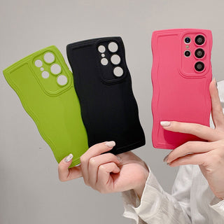 Auramma Collections Minimalist Aesthetic Avant Basic Matte Wavy Plain Green White Fuchsia Yellow Pink Blue Black Soft TPU Case Samsung Galaxy S25 S24 S23 S22 S21 Ultra Plus