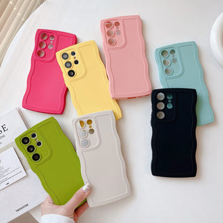 Auramma Collections Minimalist Aesthetic Avant Basic Matte Wavy Plain Green White Fuchsia Yellow Pink Blue Black Soft TPU Case Samsung Galaxy S25 S24 S23 S22 S21 Ultra Plus
