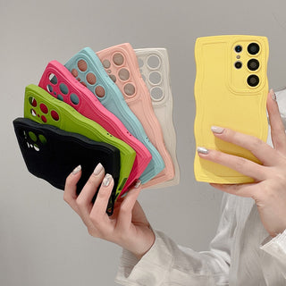 Auramma Collections Minimalist Aesthetic Avant Basic Matte Wavy Plain Green White Fuchsia Yellow Pink Blue Black Soft TPU Case Samsung Galaxy S25 S24 S23 S22 S21 Ultra Plus