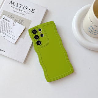 Auramma Collections Minimalist Aesthetic Avant Basic Matte Wavy Plain Green White Fuchsia Yellow Pink Blue Black Soft TPU Case Samsung Galaxy S25 S24 S23 S22 S21 Ultra Plus