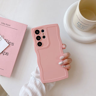 Auramma Collections Minimalist Aesthetic Avant Basic Matte Wavy Plain Green White Fuchsia Yellow Pink Blue Black Soft TPU Case Samsung Galaxy S25 S24 S23 S22 S21 Ultra Plus