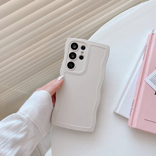 Auramma Collections Minimalist Aesthetic Avant Basic Matte Wavy Plain Green White Fuchsia Yellow Pink Blue Black Soft TPU Case Samsung Galaxy S25 S24 S23 S22 S21 Ultra Plus