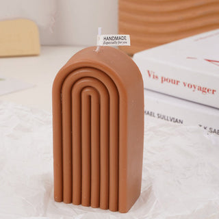 Auramma Collections Avant Basic Modern Arch Shaped Layering Stripe Coffee White Nude Pink Orange Scented Candle