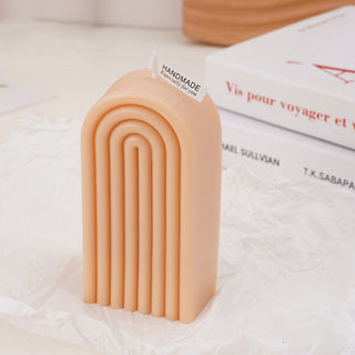 Auramma Collections Avant Basic Modern Arch Shaped Layering Stripe Coffee White Nude Pink Orange Scented Candle