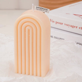 Auramma Collections Avant Basic Modern Arch Shaped Layering Stripe Coffee White Nude Pink Orange Scented Candle