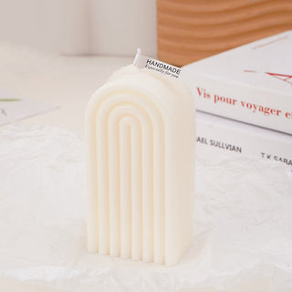 Auramma Collections Avant Basic Modern Arch Shaped Layering Stripe Coffee White Nude Pink Orange Scented Candle