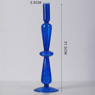 Auramma Collections Avant Basic Popular Modern Blue Clear Funky Layer Gourd Shaped Candle Dried Flower Holder