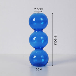 Auramma Collections Avant Basic Popular Modern Blue Clear Funky Layer Gourd Shaped Candle Dried Flower Holder