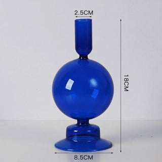 Auramma Collections Avant Basic Popular Modern Blue Clear Funky Layer Gourd Shaped Candle Dried Flower Holder