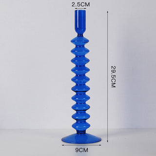 Auramma Collections Avant Basic Popular Modern Blue Clear Funky Layer Gourd Shaped Candle Dried Flower Holder