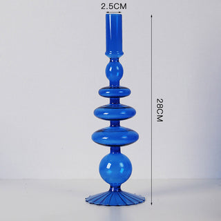 Auramma Collections Avant Basic Popular Modern Blue Clear Funky Layer Gourd Shaped Candle Dried Flower Holder