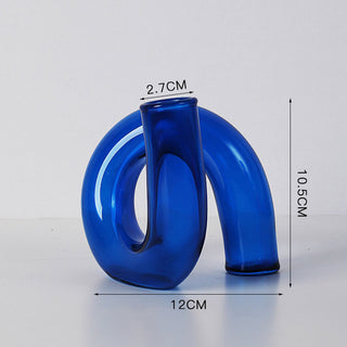 Auramma Collections Avant Basic Popular Modern Blue Clear Funky Layer Gourd Shaped Candle Dried Flower Holder