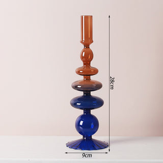 Auramma Collections Avant Basic Modern Clear Gradient Color Pink Purple Light Blue Orange Brown Bubble Gourd Shaped Mermaid Tail Candle Dried Flower Holder
