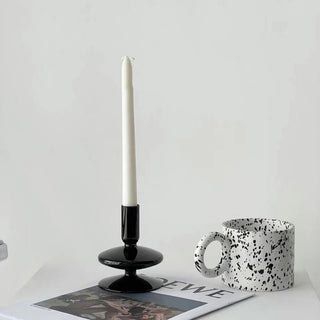 Auramma Collections Avant Basic Modern Solid Black Glossy Funky Layer Gourd Shaped Candle Dried Flower Holder