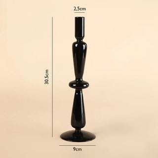 Auramma Collections Avant Basic Modern Solid Black Glossy Funky Layer Gourd Shaped Candle Dried Flower Holder