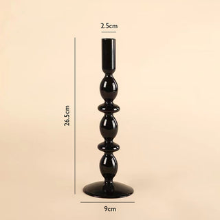 Auramma Collections Avant Basic Modern Solid Black Glossy Funky Layer Gourd Shaped Candle Dried Flower Holder