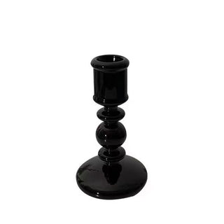 Auramma Collections Avant Basic Modern Solid Black Glossy Funky Layer Gourd Shaped Candle Dried Flower Holder