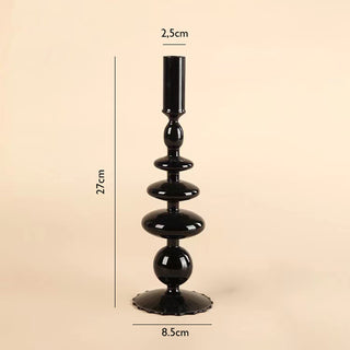 Auramma Collections Avant Basic Modern Solid Black Glossy Funky Layer Gourd Shaped Candle Dried Flower Holder