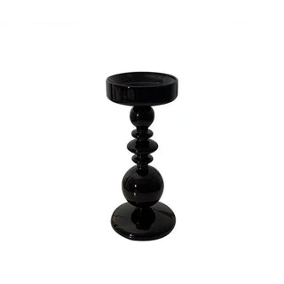 Auramma Collections Avant Basic Modern Solid Black Glossy Funky Layer Gourd Shaped Candle Dried Flower Holder