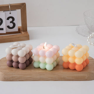 Auramma Colletions Avant Basic Ombre Gradient Color Brown Purple Green Orange Pink Purple Blue Bubble Rubik Cube Scented Candle