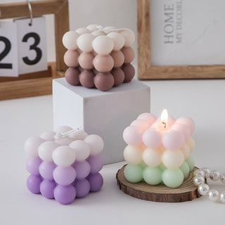 Auramma Colletions Avant Basic Ombre Gradient Color Brown Purple Green Orange Pink Purple Blue Bubble Rubik Cube Scented Candle