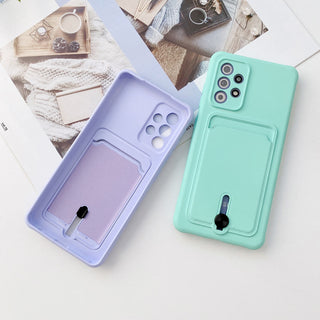 Auramma Collections Avant Basic Plain Color Black Blue Orange Mint Nude Pink Yellow Purple Push Cardholder Soft TPU Case Samsung Galaxy S21 S20 Ultra Plus FE A82 A72 A52 A51 A22 A21 A12
