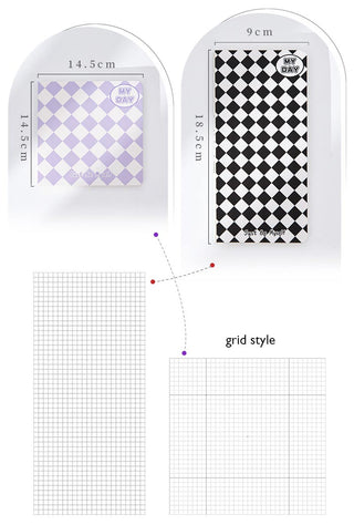 Auramma Collections Avant Basic Plain Color Diamond Checker Pink Purple Blue Black Square Long Notebook