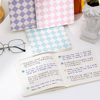 Auramma Collections Avant Basic Plain Color Diamond Checker Pink Purple Blue Black Square Notebook