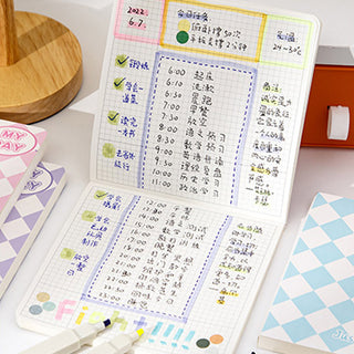 Auramma Collections Avant Basic Plain Color Diamond Checker Pink Purple Blue Black Square Notebook