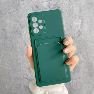 Auramma Collections Avant Basic Plain Color Matcha Dark Green Sky Blue Black Dusty Baby Pink Red Orange White Cardholder Soft TPU Case Samsung Galaxy S30 S22 5G Ultra Pro Plus