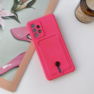Auramma Collections Avant Basic Plain Color Black Blue Orange Mint Nude Pink Yellow Purple Push Cardholder Soft TPU Case Samsung Galaxy S21 S20 Ultra Plus FE A82 A72 A52 A51 A22 A21 A12
