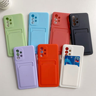 Auramma Collections Avant Basic Plain Color Matcha Dark Green Sky Blue Black Dusty Baby Pink Red Orange White Cardholder Soft TPU Case Samsung Galaxy S30 S22 5G Ultra Pro Plus