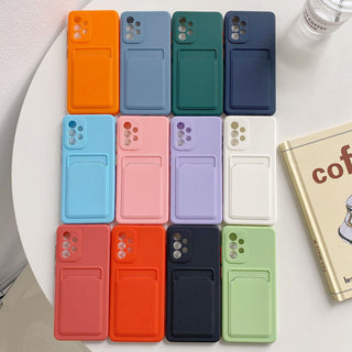 Auramma Collections Avant Basic Plain Color Matcha Dark Green Sky Blue Black Dusty Baby Pink Red Orange White Cardholder Soft TPU Case Samsung Galaxy S30 S22 5G Ultra Pro Plus