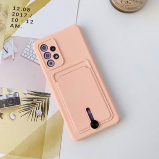 Auramma Collections Avant Basic Plain Color Black Blue Orange Mint Nude Pink Yellow Purple Push Cardholder Soft TPU Case Samsung Galaxy S21 S20 Ultra Plus FE A82 A72 A52 A51 A22 A21 A12