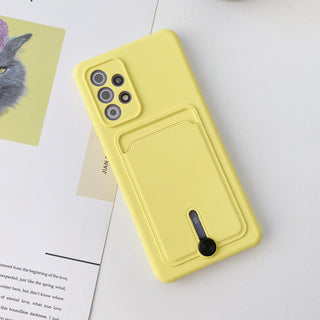 Auramma Collections Avant Basic Plain Color Black Blue Orange Mint Nude Pink Yellow Purple Push Cardholder Soft TPU Case Samsung Galaxy S21 S20 Ultra Plus FE A82 A72 A52 A51 A22 A21 A12