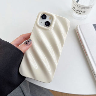 Auramma Collections Avant Basic Plain Black Khaki Cream White Lavender Purple Wine Red Green Glossy 3D Silk Wavy Texture Look Soft TPU Case iPhone 16 15 14 13 12 11 Pro Max Plus
