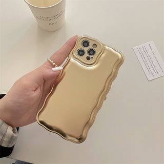 Auramma Collections Avant Basic Plain Gold Silver Wavy Cushion Style Soft TPU Case iPhone 15 14 13 12 11 Pro Max Plus