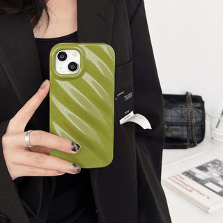 Auramma Collections Avant Basic Plain Black Khaki Cream White Lavender Purple Wine Red Green Glossy 3D Silk Wavy Texture Look Soft TPU Case iPhone 16 15 14 13 12 11 Pro Max Plus