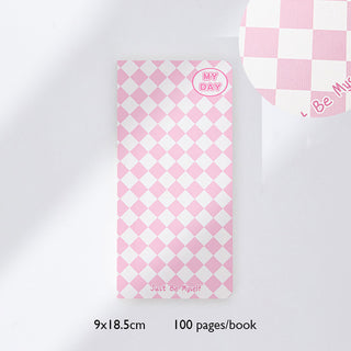 Auramma Collections Avant Basic Plain Color Diamond Checker Pink Purple Blue Black Long Notebook