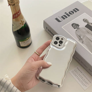 Auramma Collections Avant Basic Plain Gold Silver Wavy Cushion Style Soft TPU Case iPhone 15 14 13 12 11 Pro Max Plus