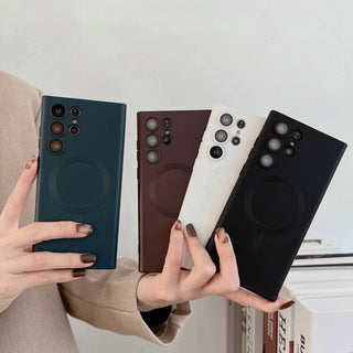 Auramma Collections Avant Basic Plain White Black Dark Brown Green Magsafe Soft TPU Case Samsung Galaxy S23 S22 S21 Ultra Plus