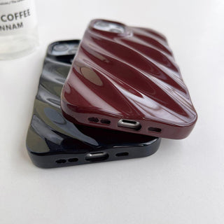 Auramma Collections Avant Basic Plain Black Khaki Cream White Lavender Purple Wine Red Green Glossy 3D Silk Wavy Texture Look Soft TPU Case iPhone 16 15 14 13 12 11 Pro Max Plus