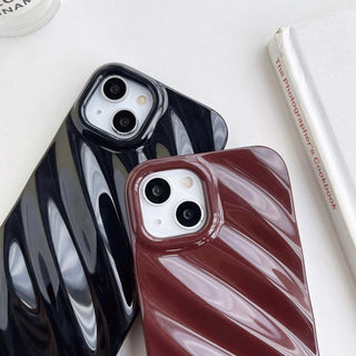 Auramma Collections Avant Basic Plain Black Khaki Cream White Lavender Purple Wine Red Green Glossy 3D Silk Wavy Texture Look Soft TPU Case iPhone 16 15 14 13 12 11 Pro Max Plus