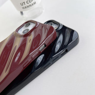 Auramma Collections Avant Basic Plain Black Khaki Cream White Lavender Purple Wine Red Green Glossy 3D Silk Wavy Texture Look Soft TPU Case iPhone 16 15 14 13 12 11 Pro Max Plus